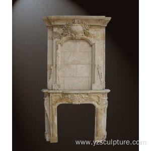 Indoor Decoration Travertine Overmantel Fireplace For Sale